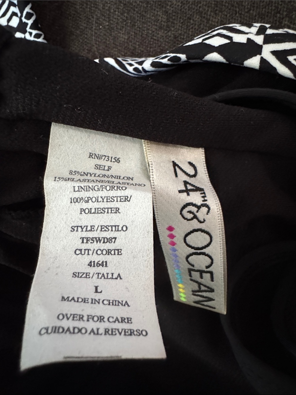 New 24th & Ocean Black Tankini top size Large - Picture 10 of 10